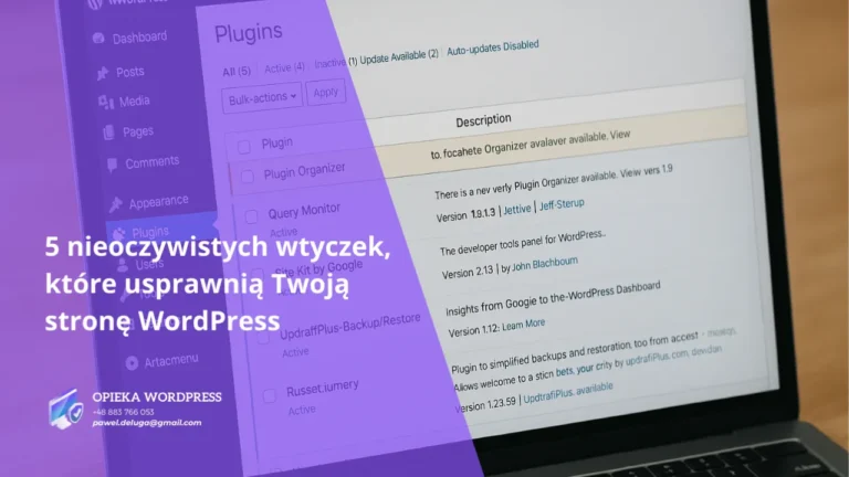 Widok panelu WordPress z otwartą listą zainstalowanych wtyczek