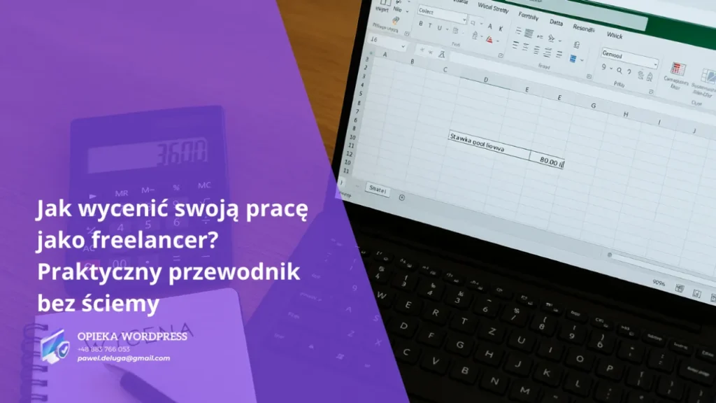 Obliczanie stawki freelancera – kalkulator, notatki i laptop na biurku