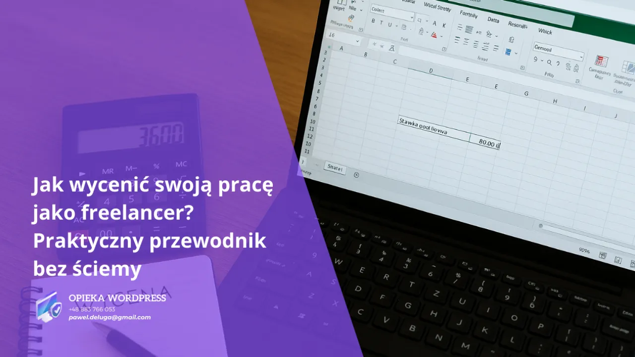 Obliczanie stawki freelancera – kalkulator, notatki i laptop na biurku