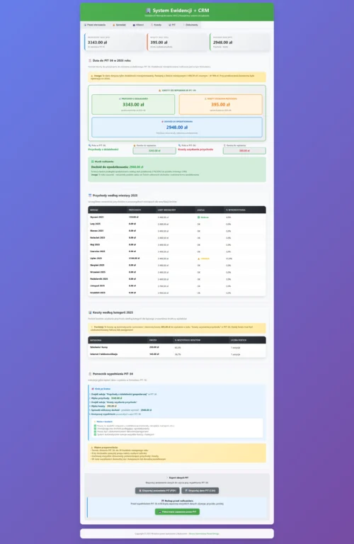 System Ewidencji Sprzedaży + CRM dla Działalności Nierejestrowanej 2025