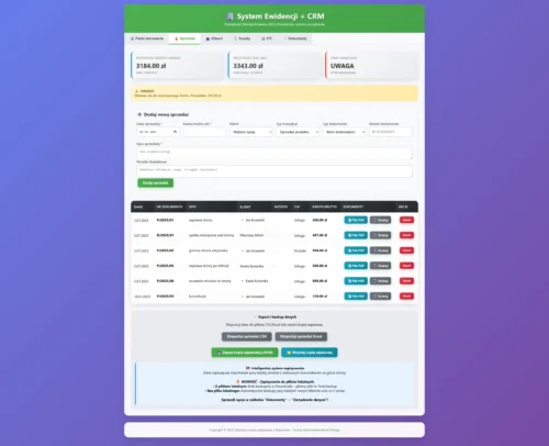 System Ewidencji Sprzedaży + CRM dla Działalności Nierejestrowanej 2025